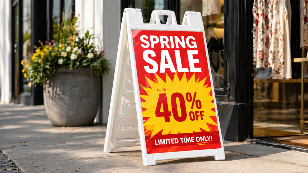 A-frame sidewalk sign inserts printed locally