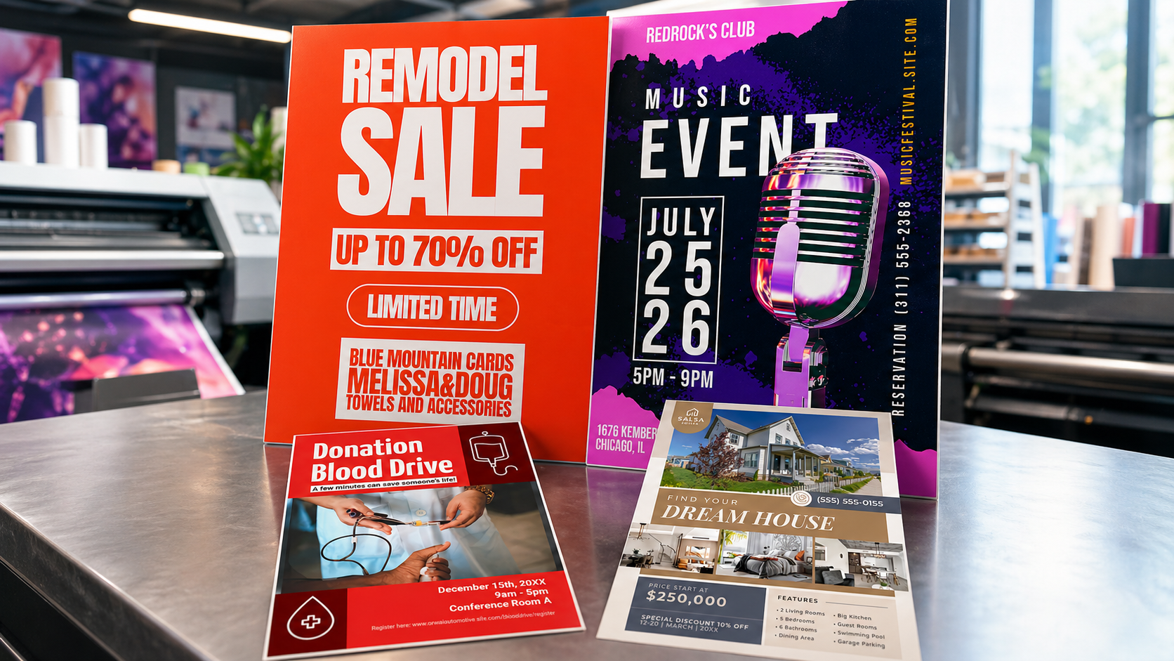 Flyers and poster print samples