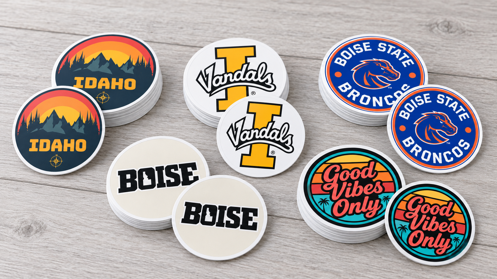 Custom circle stickers and decals printed locally